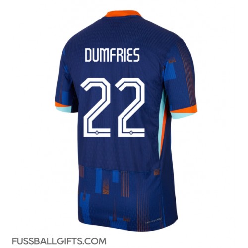 Niederlande Denzel Dumfries #22 Fußballbekleidung Auswärtstrikot EM 2024 Kurzarm